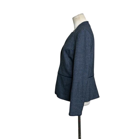 Talbots Blue Houndstooth Inverted Notch Collar Blazer Size 2 - Picture 6 of 11